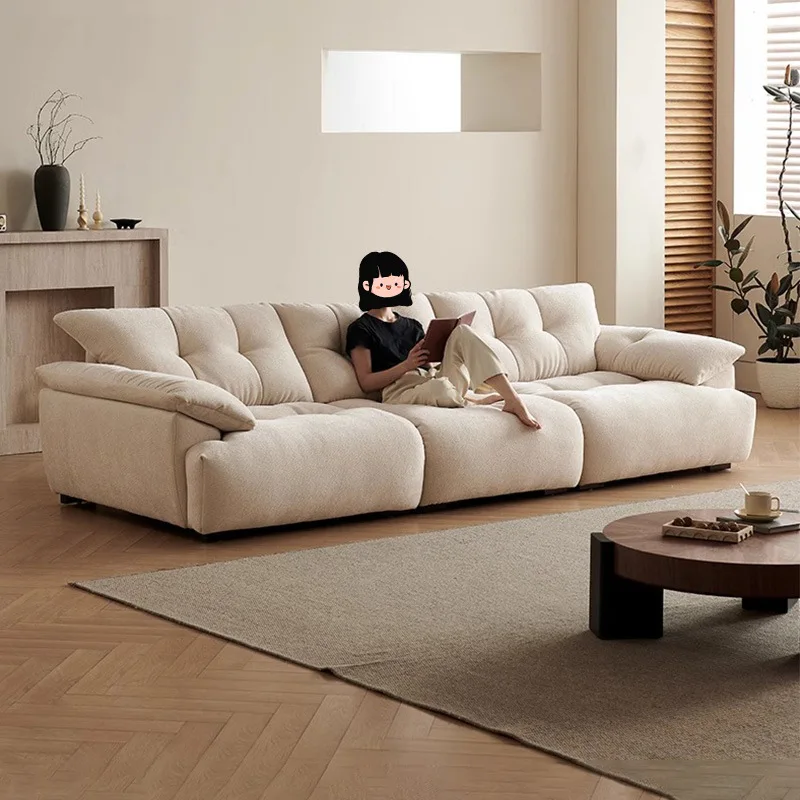 Bud Sofa Living Room Modern Simple Straight Row Down Adjustable Backrest Cloud Chenille Fabric Sofa