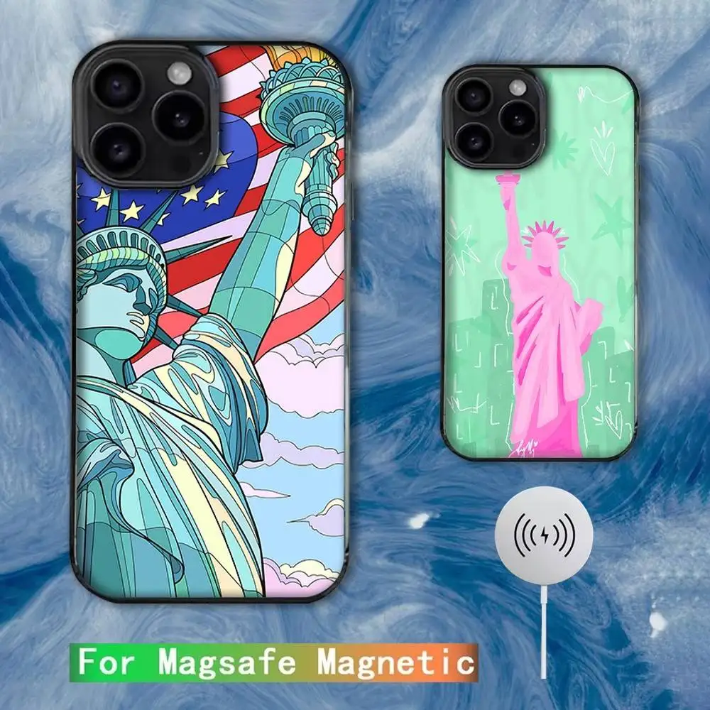 

Statue of Liberty New York Phone Case For iPhone 16e,16,15,14,13,12,11,Plus,Pro,Max,Mini Magsafe Magnetic Wireless Charging