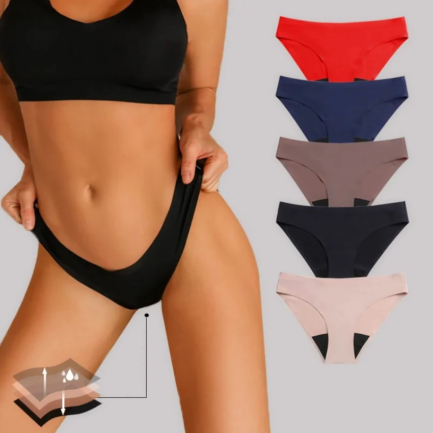 

Four layer physiological underwear low waisted thong underwear sanitary pure cotton crotch anti side leakage menstrual pants