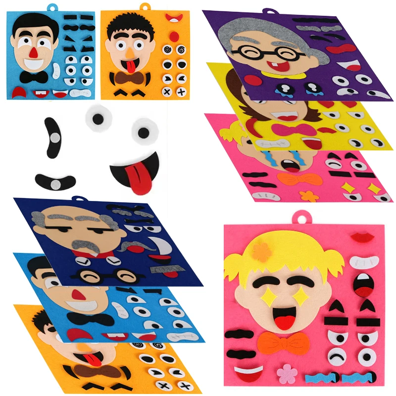 1 ensemble de jouets Puzzle à visage changeant 30CM, Style membres de la famille, feutre 3D, Expressions faciales, bricolage, jouets éducatifs cognitifs Montessori ZYF