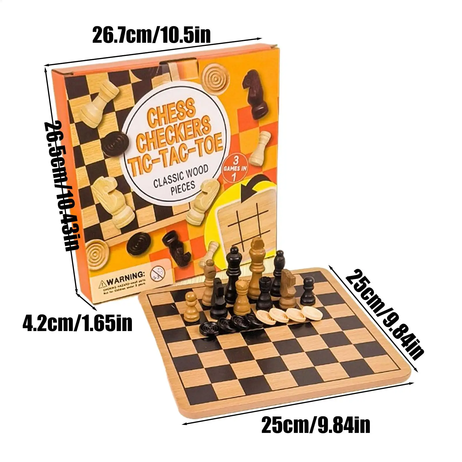 Wooden Chess Set Chess Game Set Double-Sided Board Interactive Game for Beginners Kids Adults Family Travel Home Outdoor