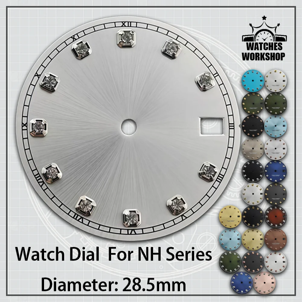 28.5mm Sunburst Rhinestone Inlaid Multi Color Watch Dial Fit NH35 NH36 4R 6R Mechanical Watch DIY Mod Accessories