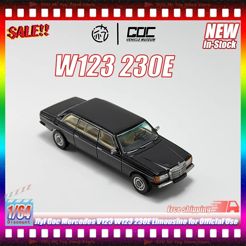 

1:64 New Jiyi Goc Mercedes V123 W123 230e Limousine For Official Use Alloy Die-Casting Car Model Collectible Custom Kid Toy Gift