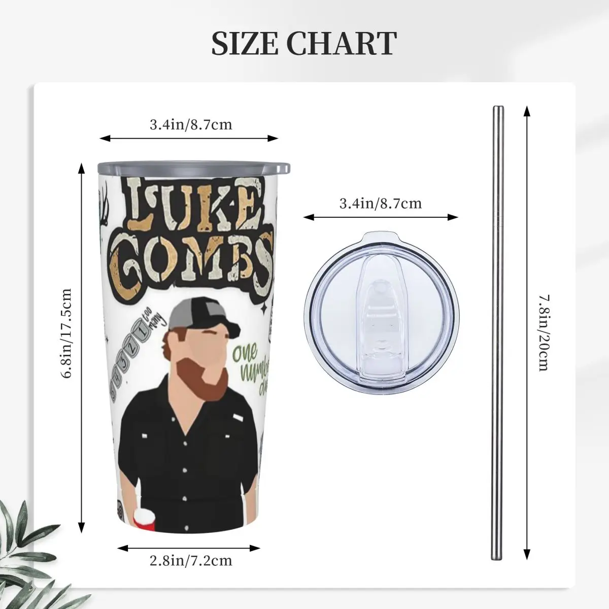 Country Singer Luke Combs Word Tour Stainless Steel Tumbler Vacuum Insulated Mug Thermal Cold Cup Straw With Lid 20oz