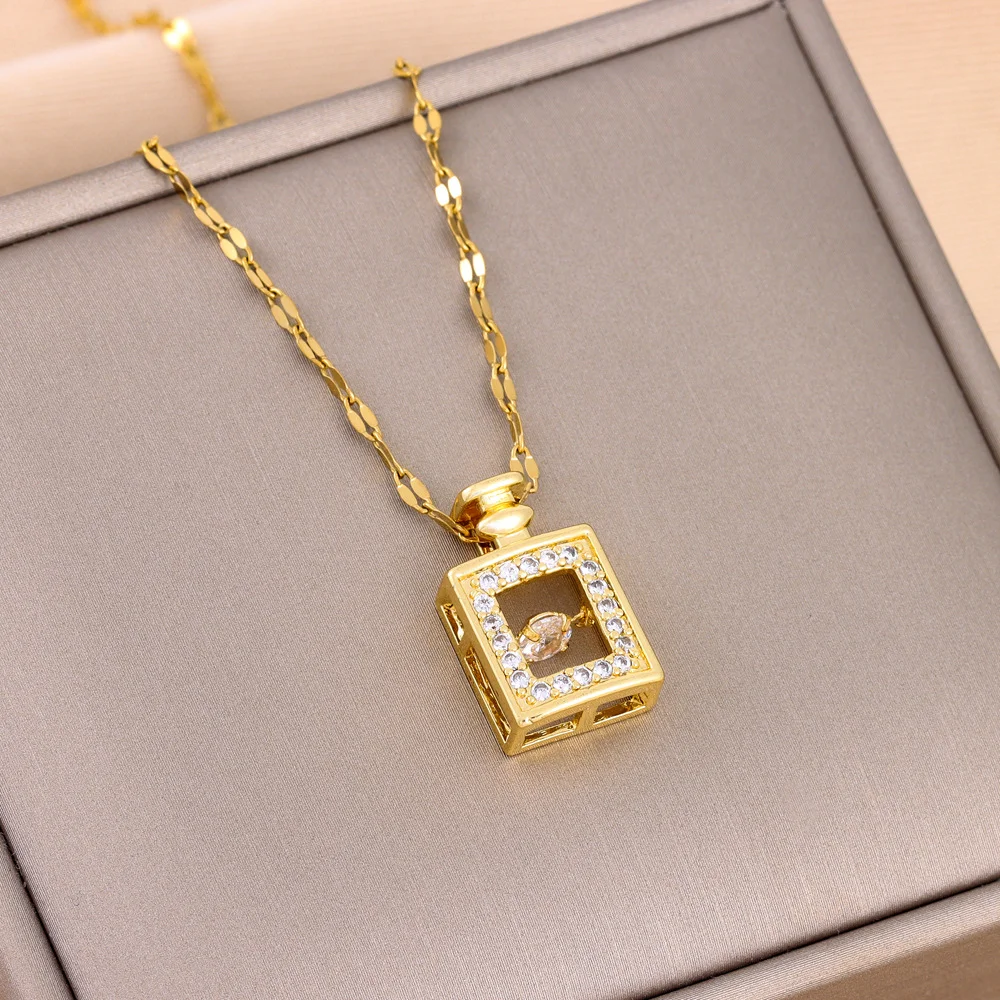 Hot selling soul moving bottle titanium steel necklace women's stainless steel collarbone chain