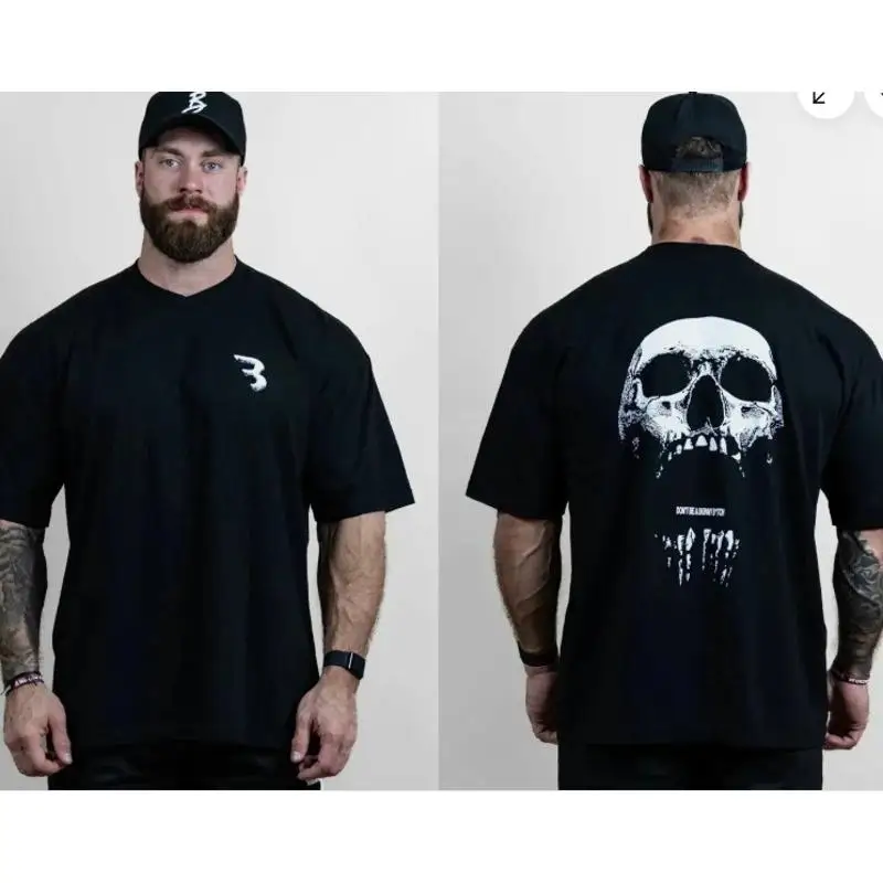 

Летняя мужская футболка большого размера Cbum, 100% хлопок, тренажерный зал, фитнес, спорт