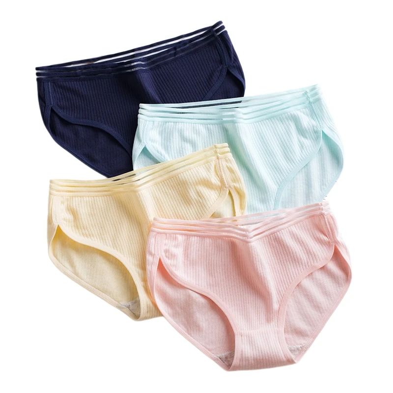 Cotton Women's Knickers Seamless Middle Waist Cute Girls Underpants Comfortable Threaded Hollow out Sexy Lady Briefs