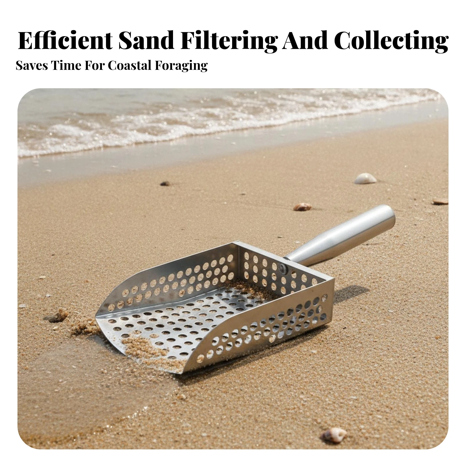 Beach Scoop Rust-Resistant Sand Scoop Hand Shovel Sturdy Sand Sifting Shovel Efficient for Beachcombers, Shellfish Hunting
