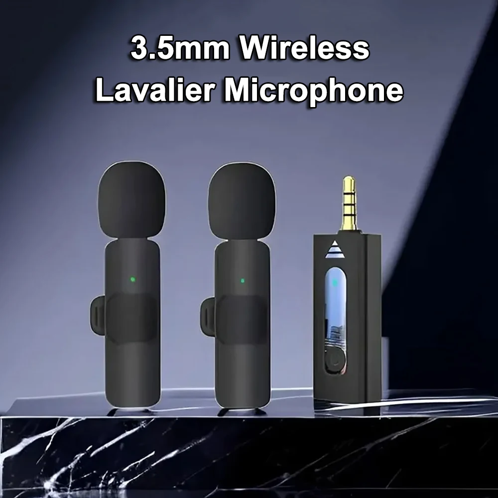 Microfone Lavalier sem fio, Condensador Omnidirecional, Microfone para alto-falante da câmera, Gravação Smartphone, Jogo, Transmissão ao Vivo, 3.5mm