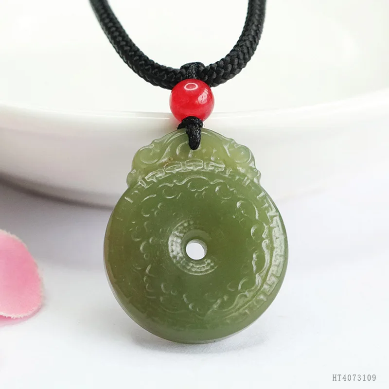 

Antique Style Ping An Kou Pendant Natural Hetian Jade Aqua Gemstone HT4073109