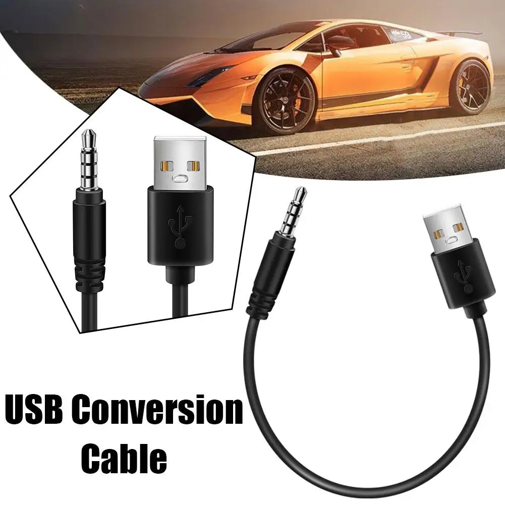 Wtyczka 3,5 mm AUX Audio Jack na USB 2.0 męski kabel ładowarki Adapter do samochodu MP3 USB kabel konwersyjny