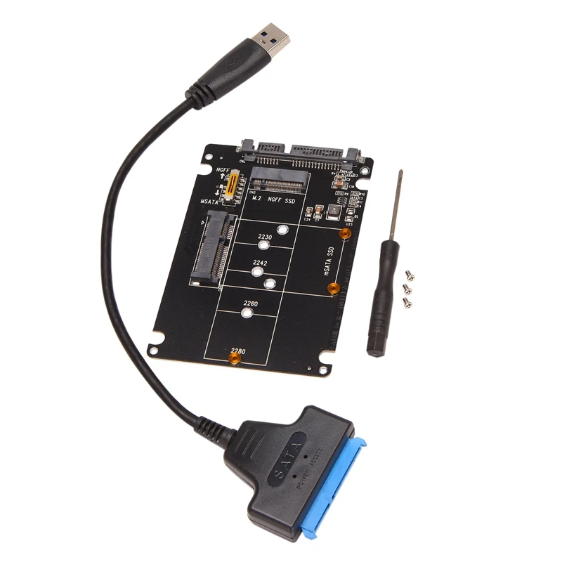 M.2 NGFF MSATA to USB 3.0 Adapter Converter Reader Card with SATA Cable Portable Flash Drive Support SATA SSD-A69M
