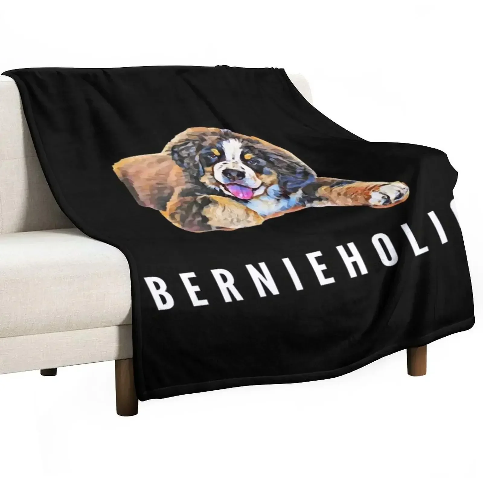 

Bernieholic - Bernese Mountain Dog Painting Throw Blanket Stuffeds blankets and throws sofa bed Blankets