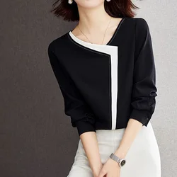 2024 New Summer KPOP Fashion Style Loose Casual Office Lady Chic Korean Style Women's Shirt Irregular V Neck Short Sleeve Tops