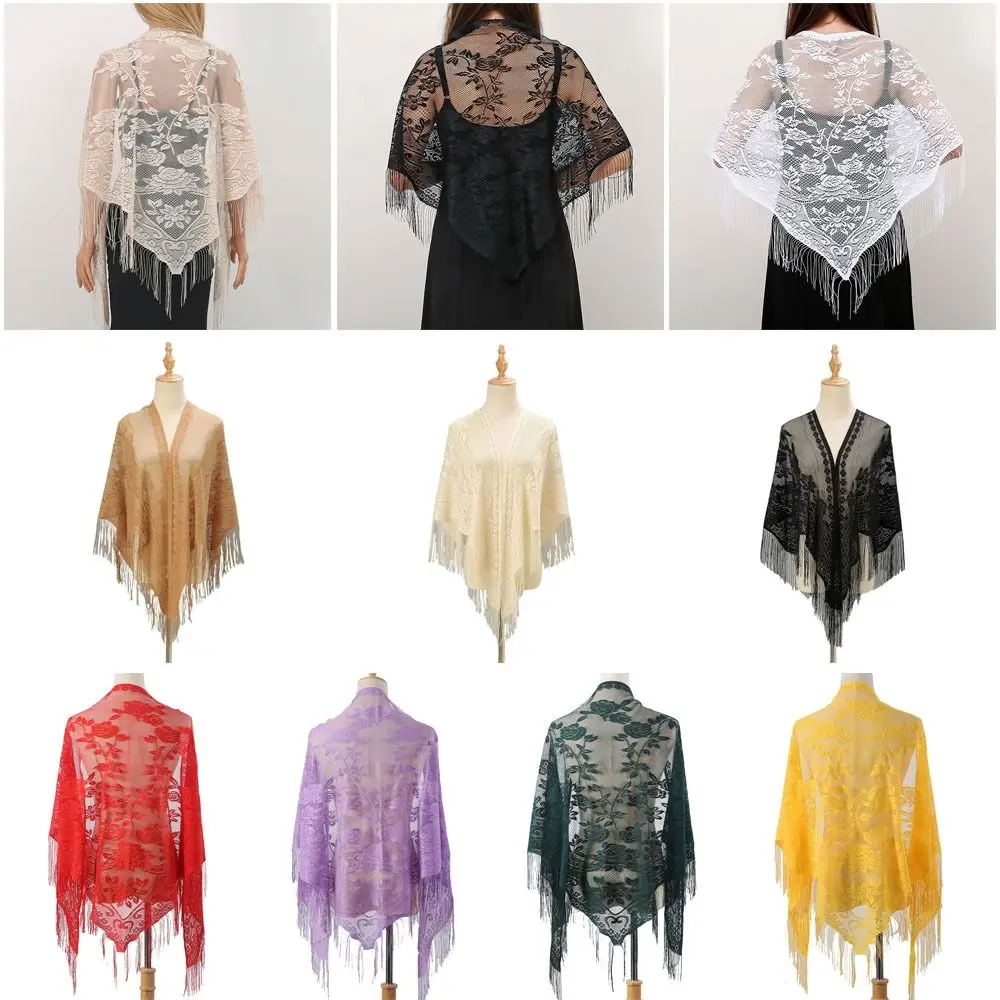 Wedding Accessories With Tassel Women Shawl Hollow Multicolored Wedding Bridal Shawl Fashion Scarf Women