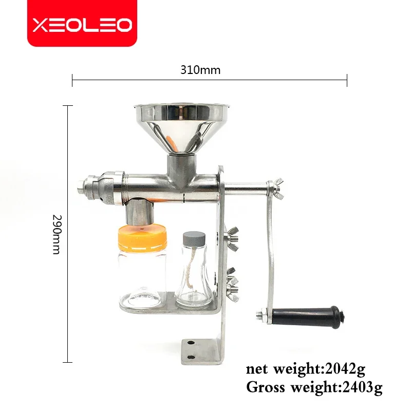 XEOLEO Manual oil press Food grade stainless steel oil press Peanut/Nut/Seed Household oil press