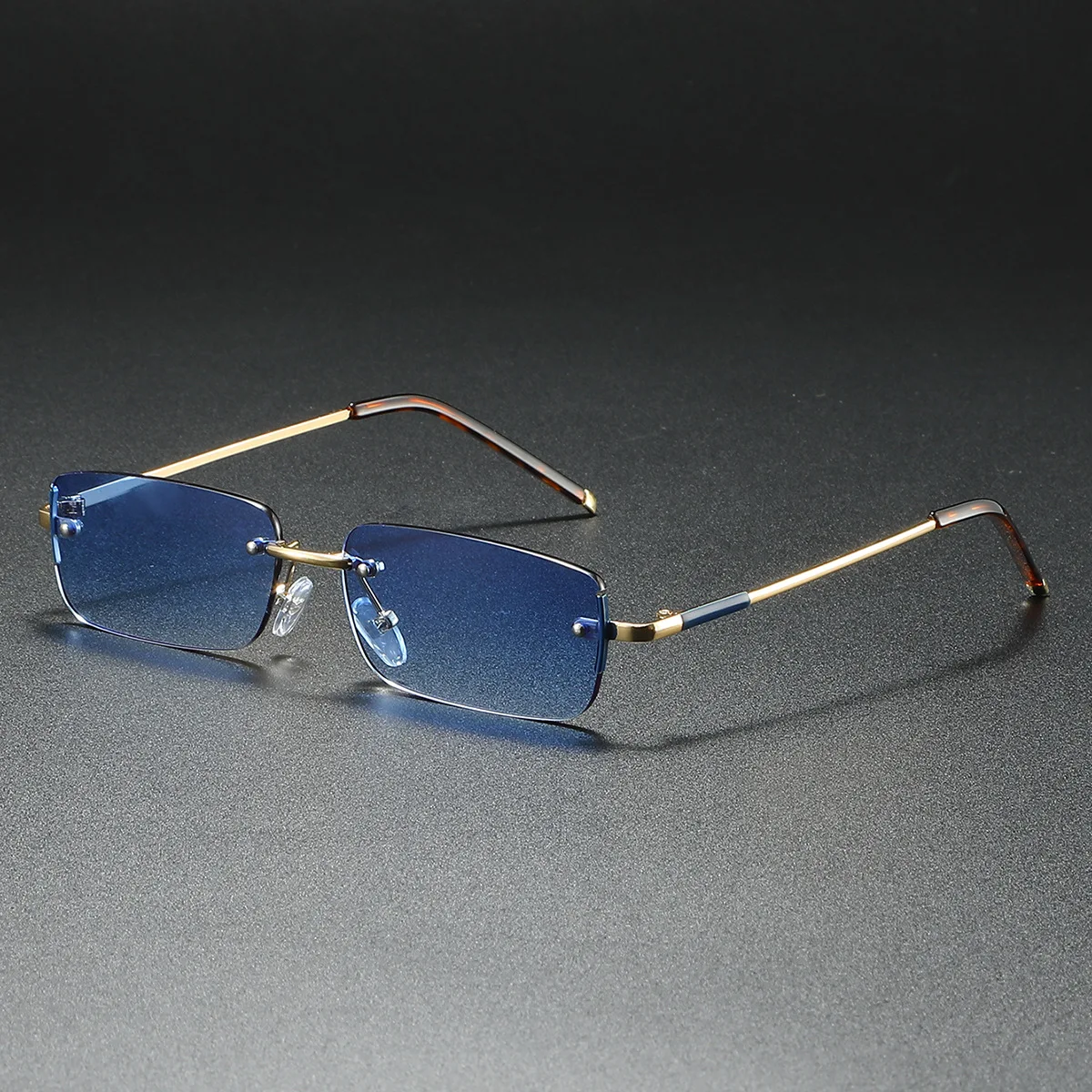 2025, modische kleine Sonnenbrille für Herren, Retro-rechteckige Sonnenbrille, randlos, Markendesigner – Detail 2