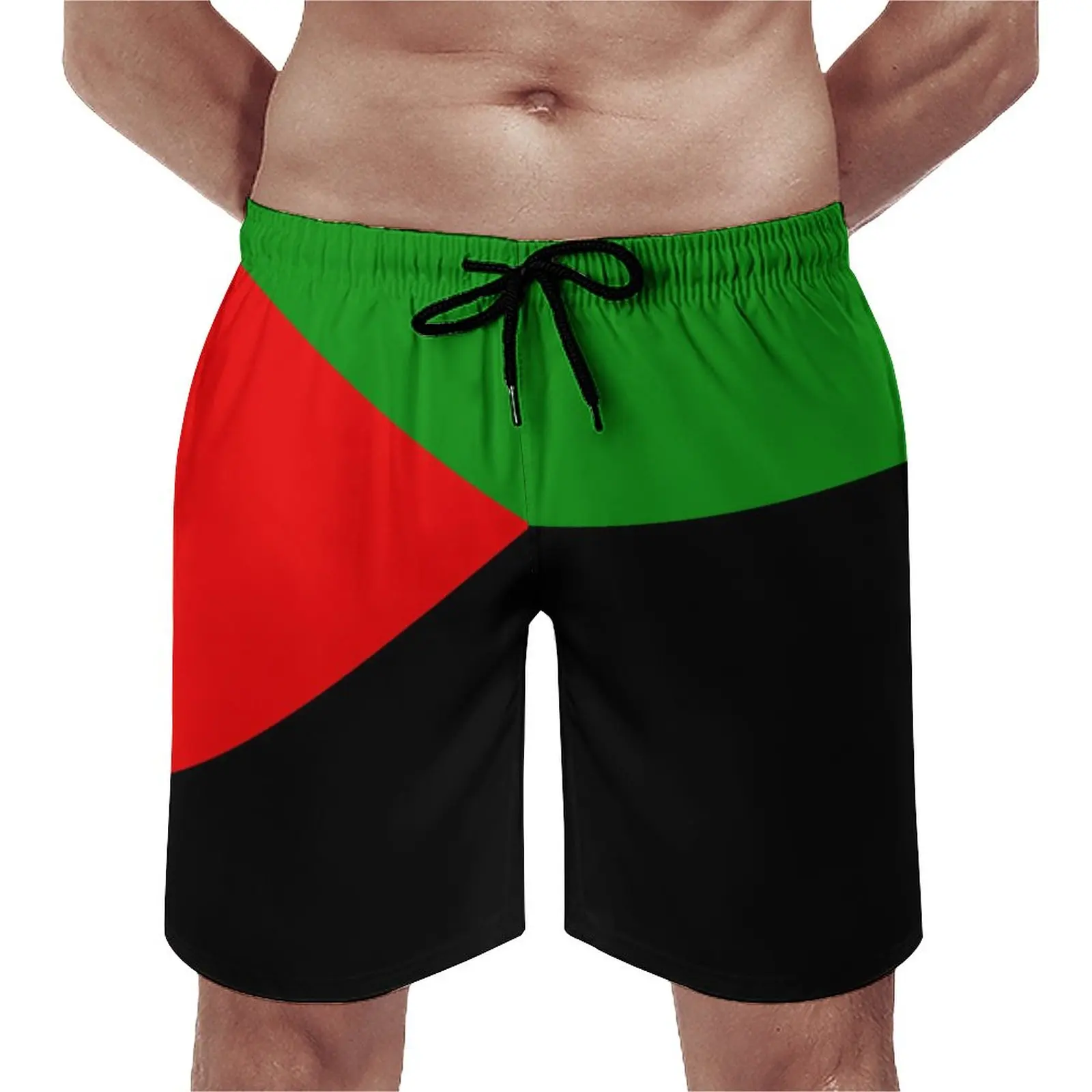 Anime Beach Pants Martinique in Red Green And Black Loose Elastic Beach Funny Graphic Male Shorts Basketball Adjustable Drawstri