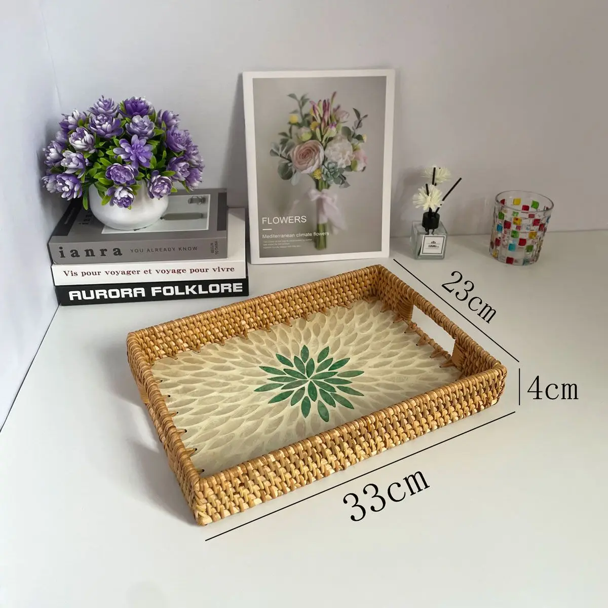 

Vietnamese Rattan Woven Handmade Elegant Fruit Storage Tray Rectangular Fruit Tray Living Room Household Storage Tray ZF498