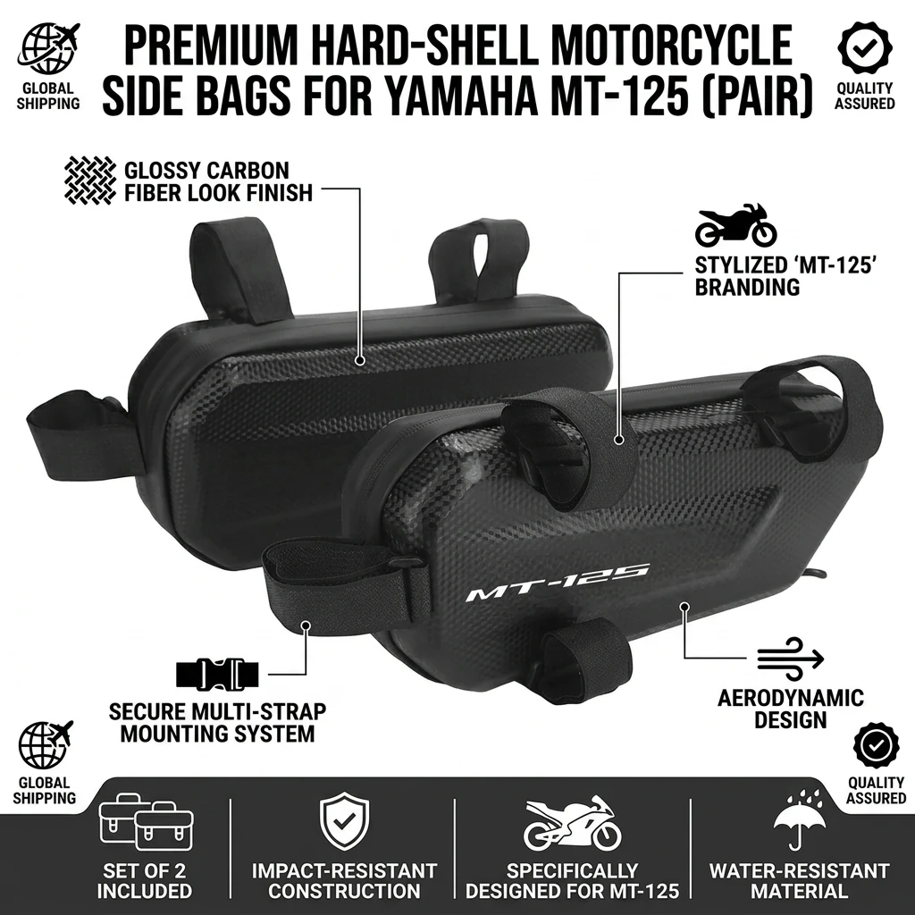 360° Waterproof Protection Hard Shell 3L Motorcycle Gear Bag With LOGO For YAMAHA MT-125 MT125 MT 125 2021 2022 2023 2024