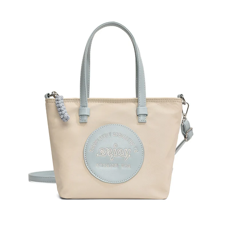 Contrast Color Versatile Ins Nylon Cloth Bag Women\'s 2024 New Fashion Portable Messenger Bucket Going Out Small Bag