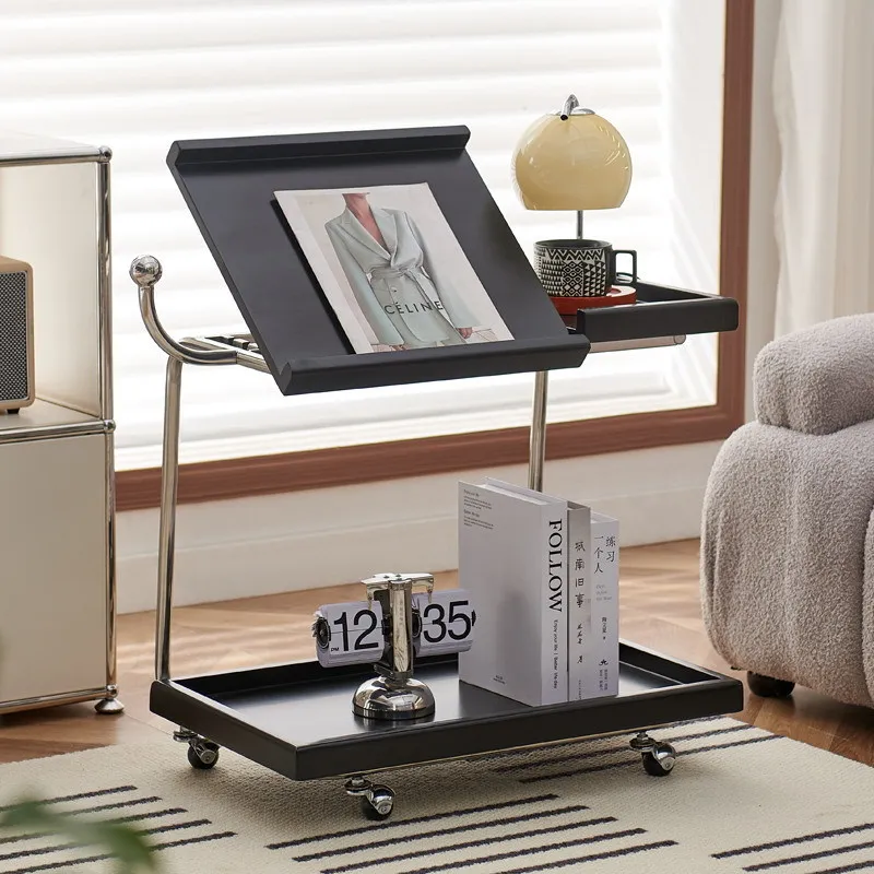 The side table cart can be moved to a high-end solid wood coffee table