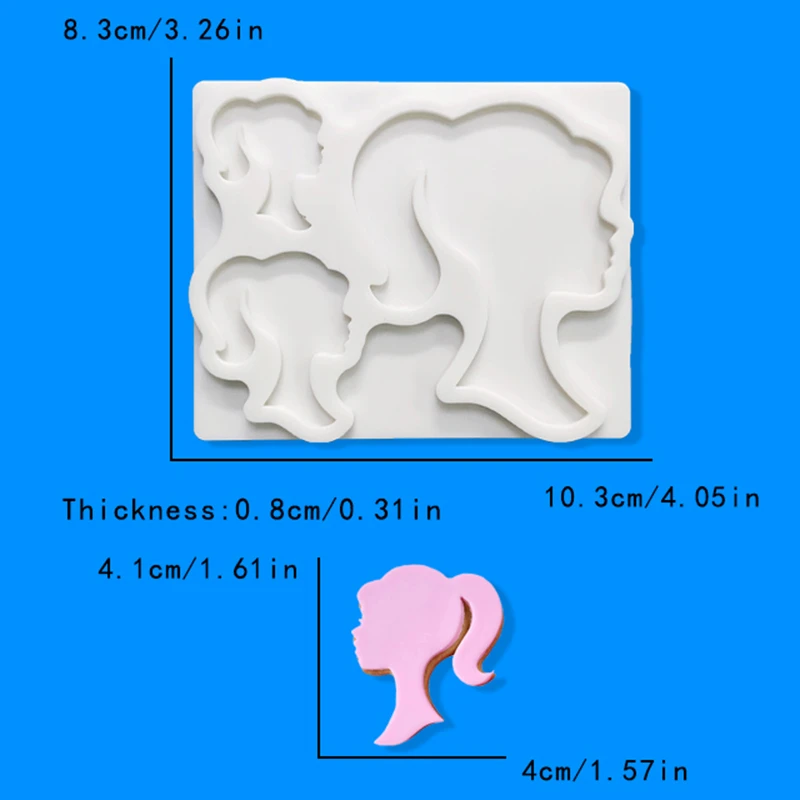 Cartoon Girl Head Candy Cake Decoration Silicone Mold Chocolate Candy Baking Mold DIY Gypsum Clay Mold