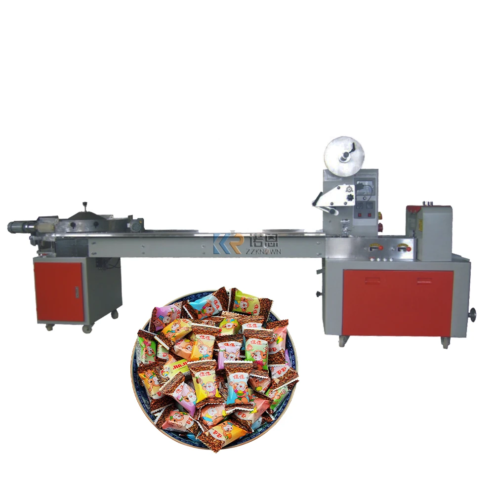 Máquina Horizontal automática para embalaje de alimentos, embalaje para galletas, pastel, pan, dulces, Chocolate, Bar, almohada de envoltura