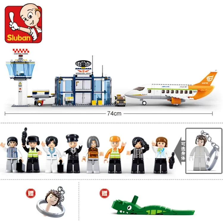 Sluban 0367 Building blocks  International airport boy small particle piecing and assembling toys