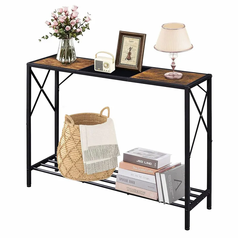 hl-Industrial Solid Wood Console Table Living Room Hotel Farmhouse Entry Porch Storage Cabinet