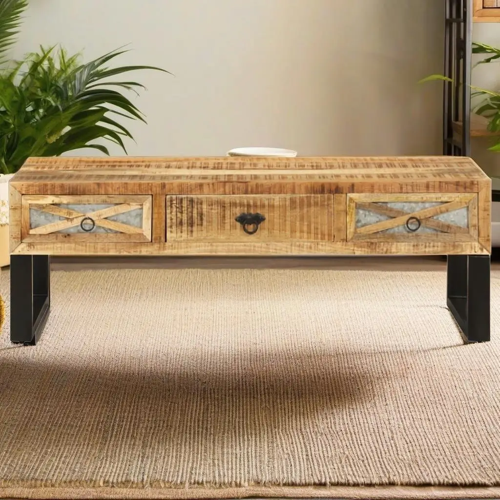 Elegant Solid Wood Coffee Table 43.3x19.7x15 - Stylish Living Room Furniture