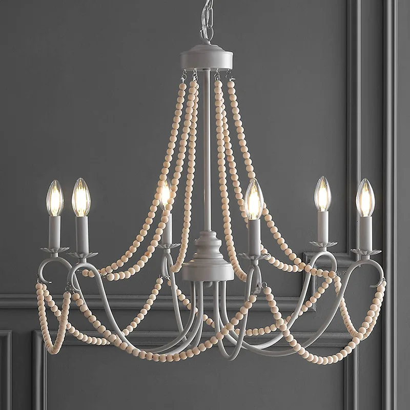 

French American Country Bohemian Bead Chandelier Bedroom Dining Room Cloakroom Clothing Store Lighting