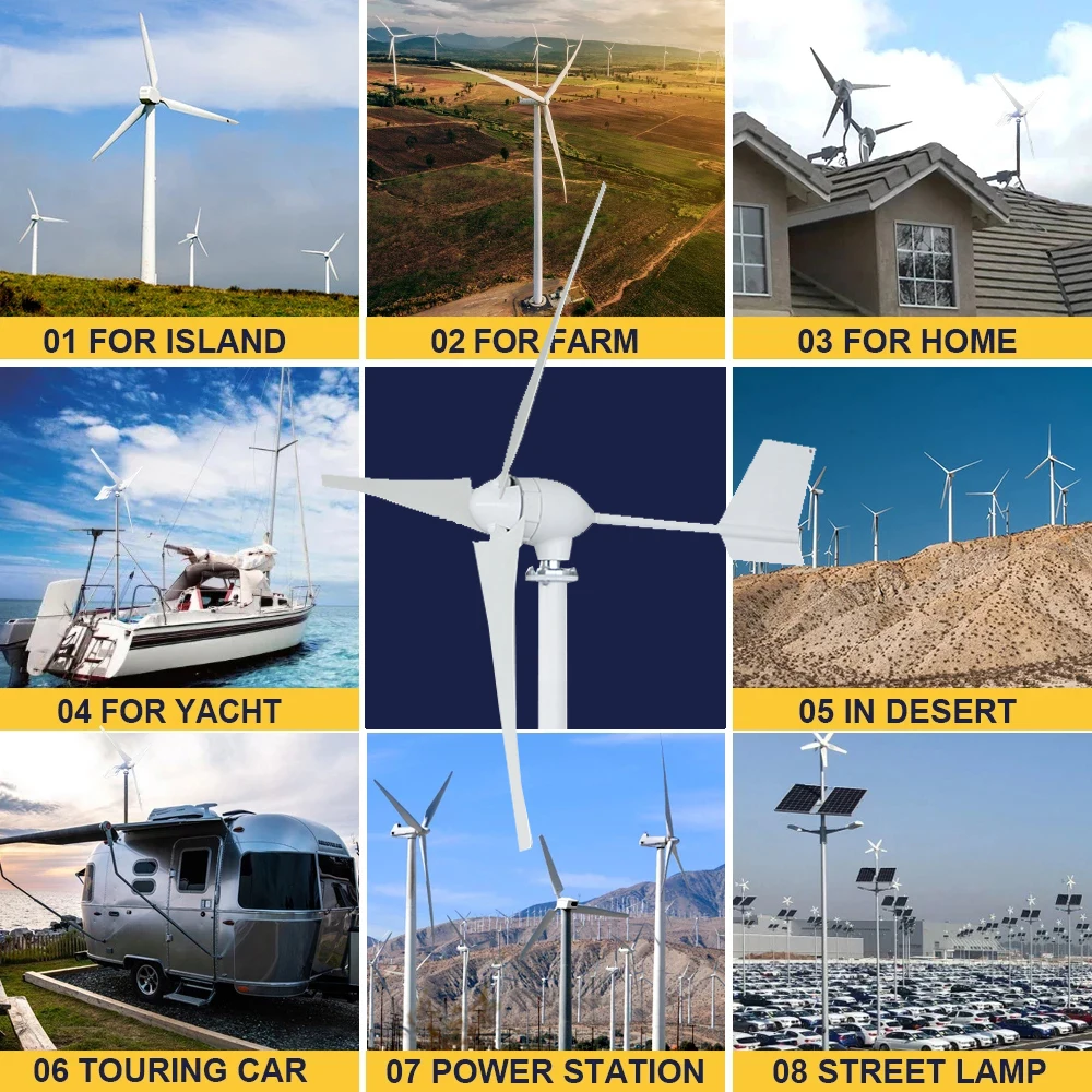 China Factory 3000W Horizontal Wind Turbine  Free MPPT Controller Charge Indicator LED