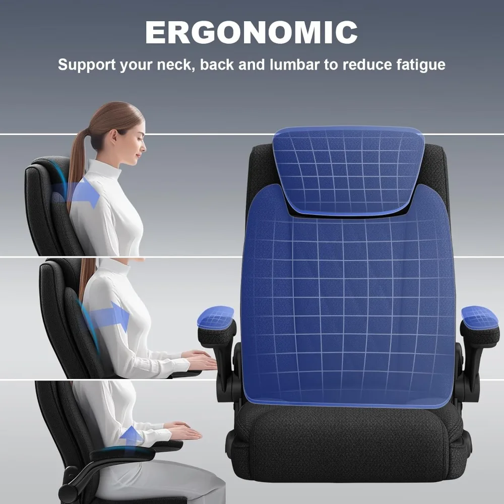 Big and Tall Fabric Office Chair -500 lb Heavy Duty Office Chair for Big Man, High Back Executive Office Desk Chair with 120°