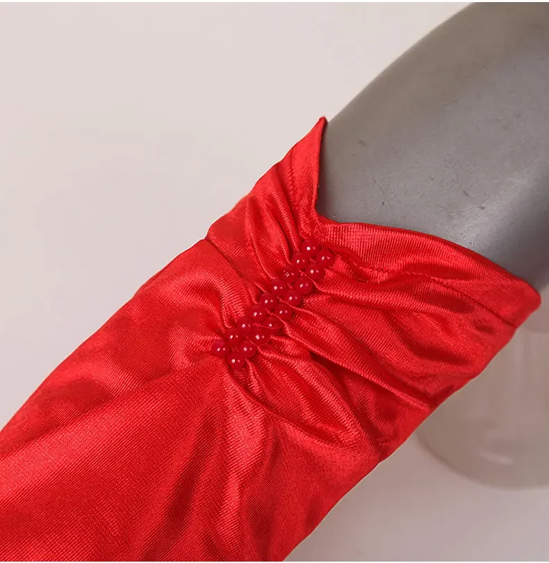 White Ivory Red Black Wedding Flower Girls Communion Pageant Costume Long Satin Gloves Bridal Gloves