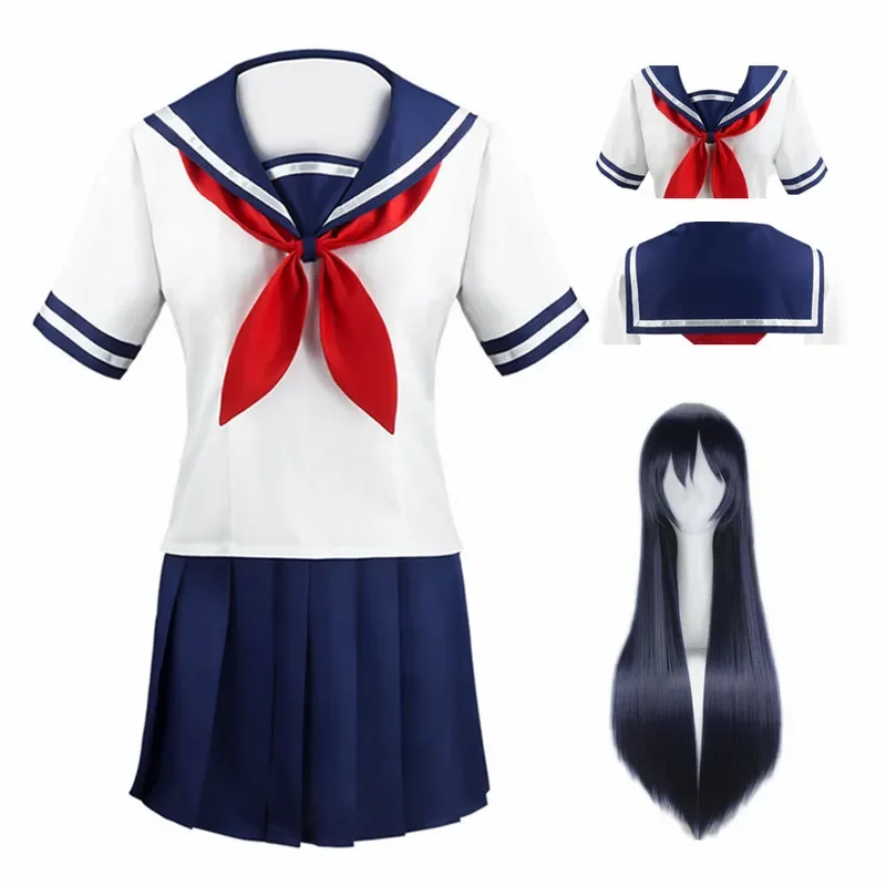 Anime Yandere Simulator Cosplay Trajes para Meninas, Uniforme Escolar JK, Vestidos Femininos, Conjuntos Completos, Ayano Aishi, Danganronpa