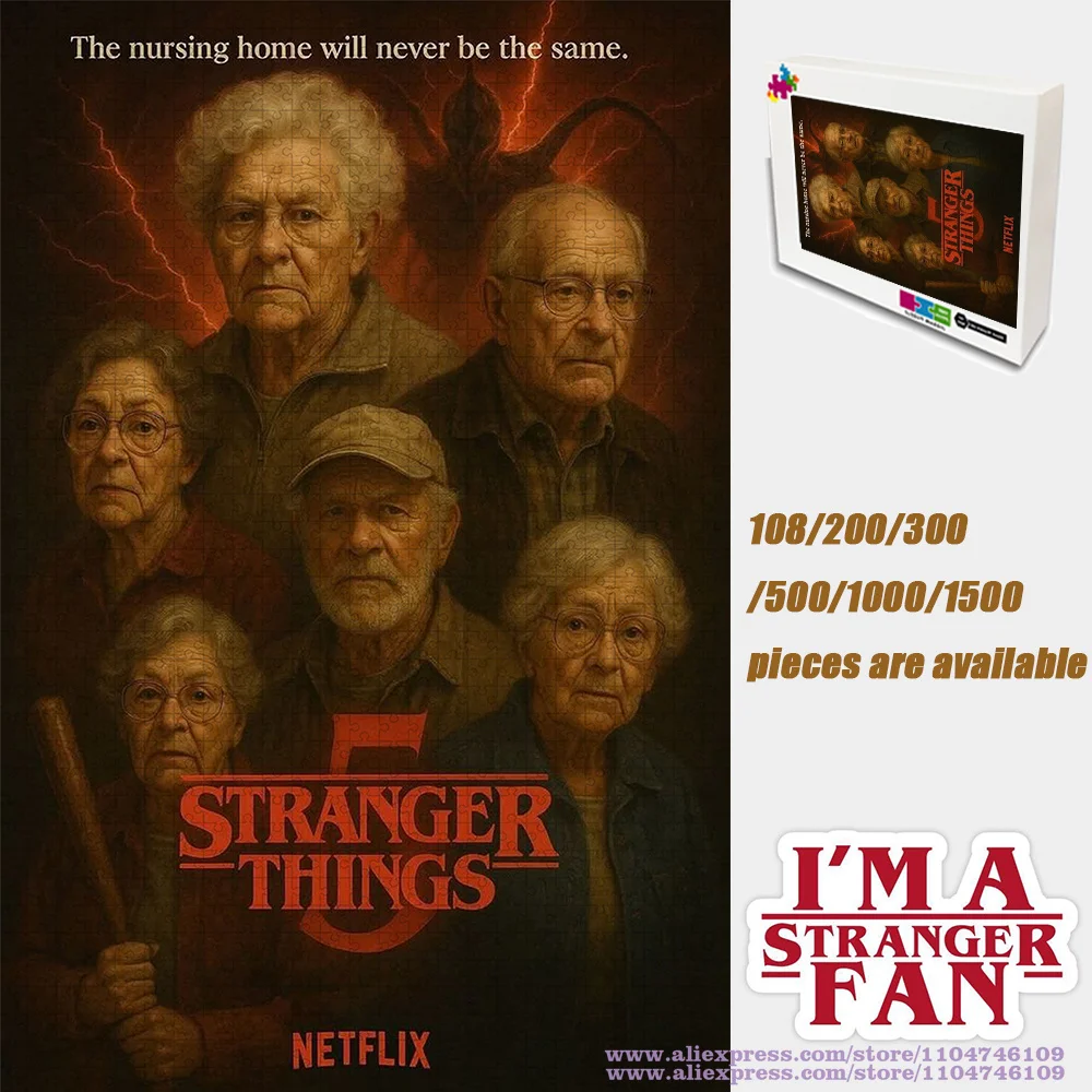 Stranger Things 5 Puzzle La casa di cura non sarà mai la stessa puzzle di intelligenza da 108/200/300/500/1000/1500 pezzi