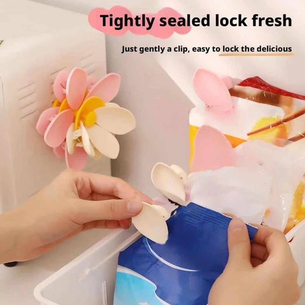 Sakura Flower Shaped Fridge Magnets And Bag Clips 2 In 1 Food Storage Tool For Kitchen With Material And Portable Size