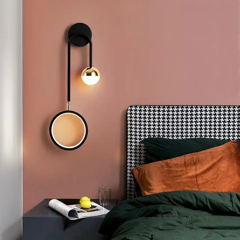 

Modern Led Wall Lamp Nordic Sconce Round Lighting Luxury Rotatable Corridor Bedside Hallway Living Room Dining Indoor Deco Light