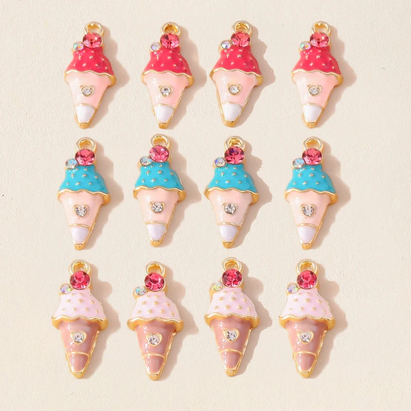 Leslie 10 Stück süße Emaille-Lebensmittel-Charms, süßer Mini-Cup-Kuchen-Anhänger für Armband, handgefertigte Schmuckherstellung – Detail 30
