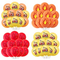 Fire Truck Party Balloons Set for Kids, Latex Balloon, Baby Shower, Fireman Firefighter, Birthday Party Decorations, 12Pcs