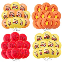 Fire Truck Party Balloons Set for Kids, Latex Balloon, Baby Shower, Fireman Firefighter, Birthday Party Decorations, 12Pcs