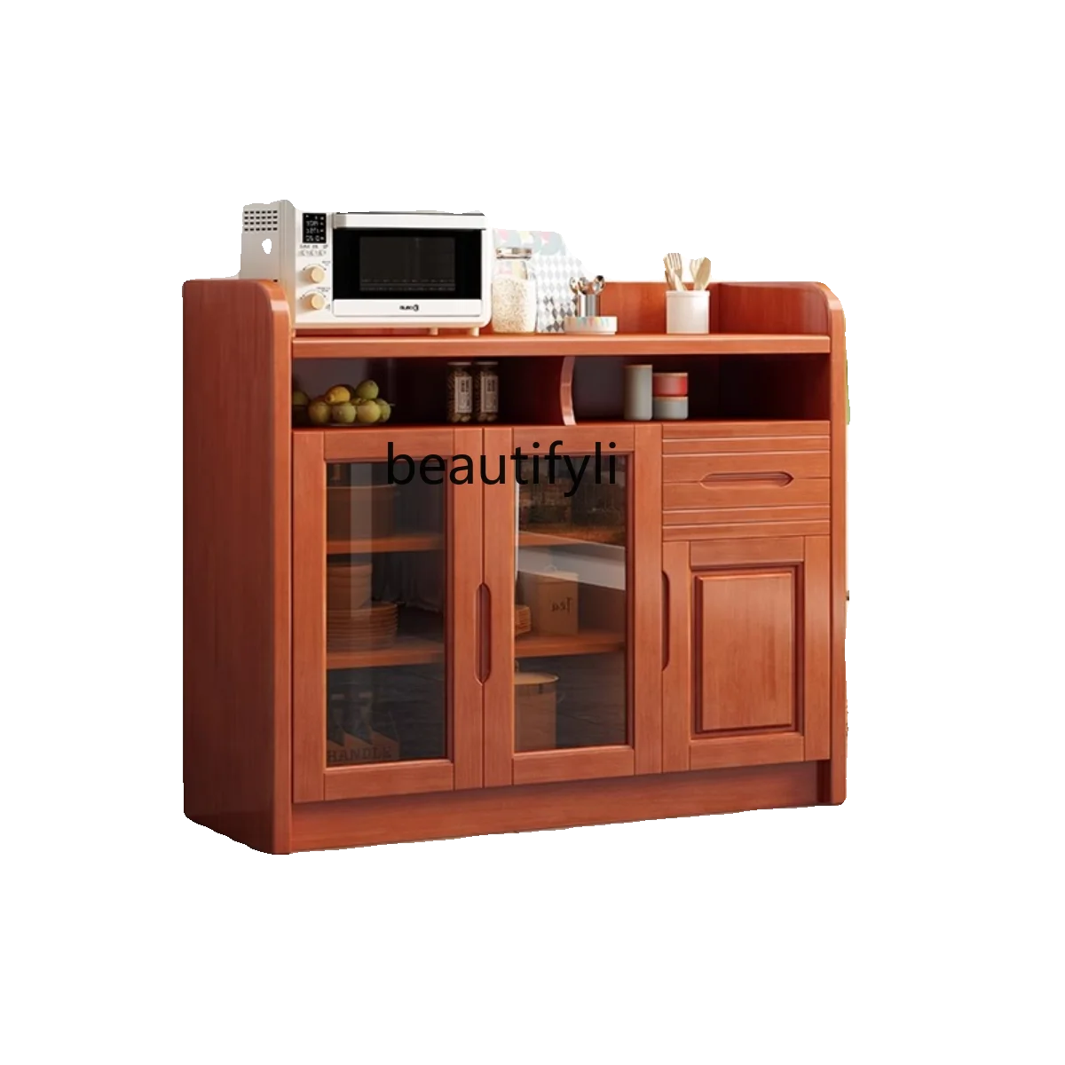 Multi-Functional Solid Wood Large Capacity Wall-Mounted Restaurant Side Cabinet Furniture Chinese Storage Bowl. Wine Cabinet