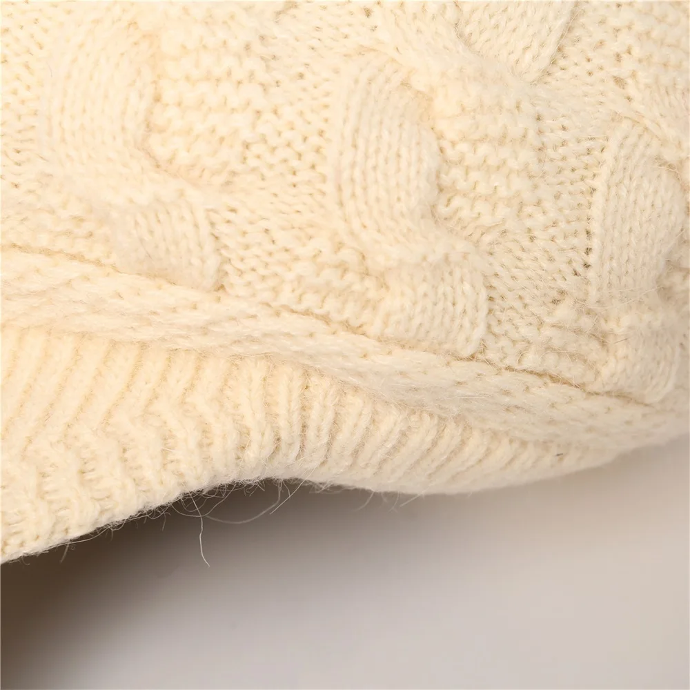 Winter Hats for Women Beanies Knitted Solid Hat With Brim Girl Autumn Female Beanie Caps Thickened Warm Bonnet Ladies Casual Cap