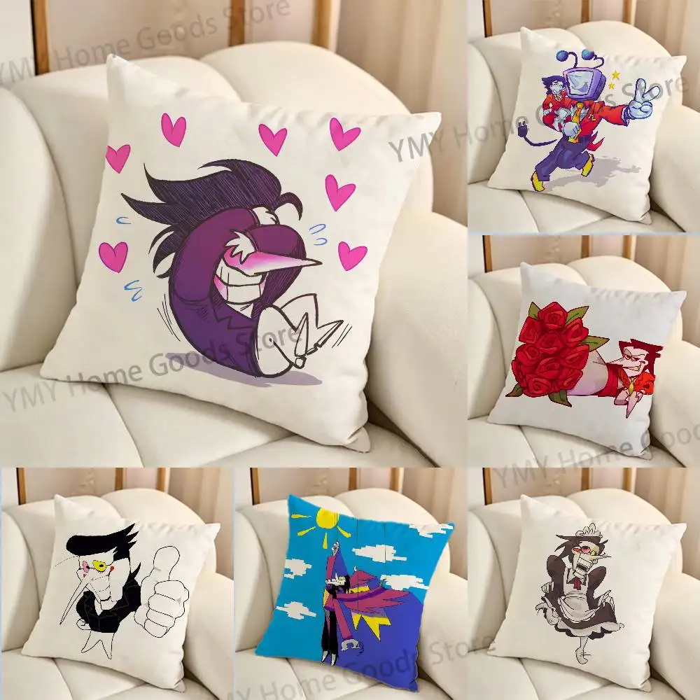 Cartoon D-Deltarune Spamton Print Throw Pillow Cover Square Cushion Case for Living Room Bedroom Decor