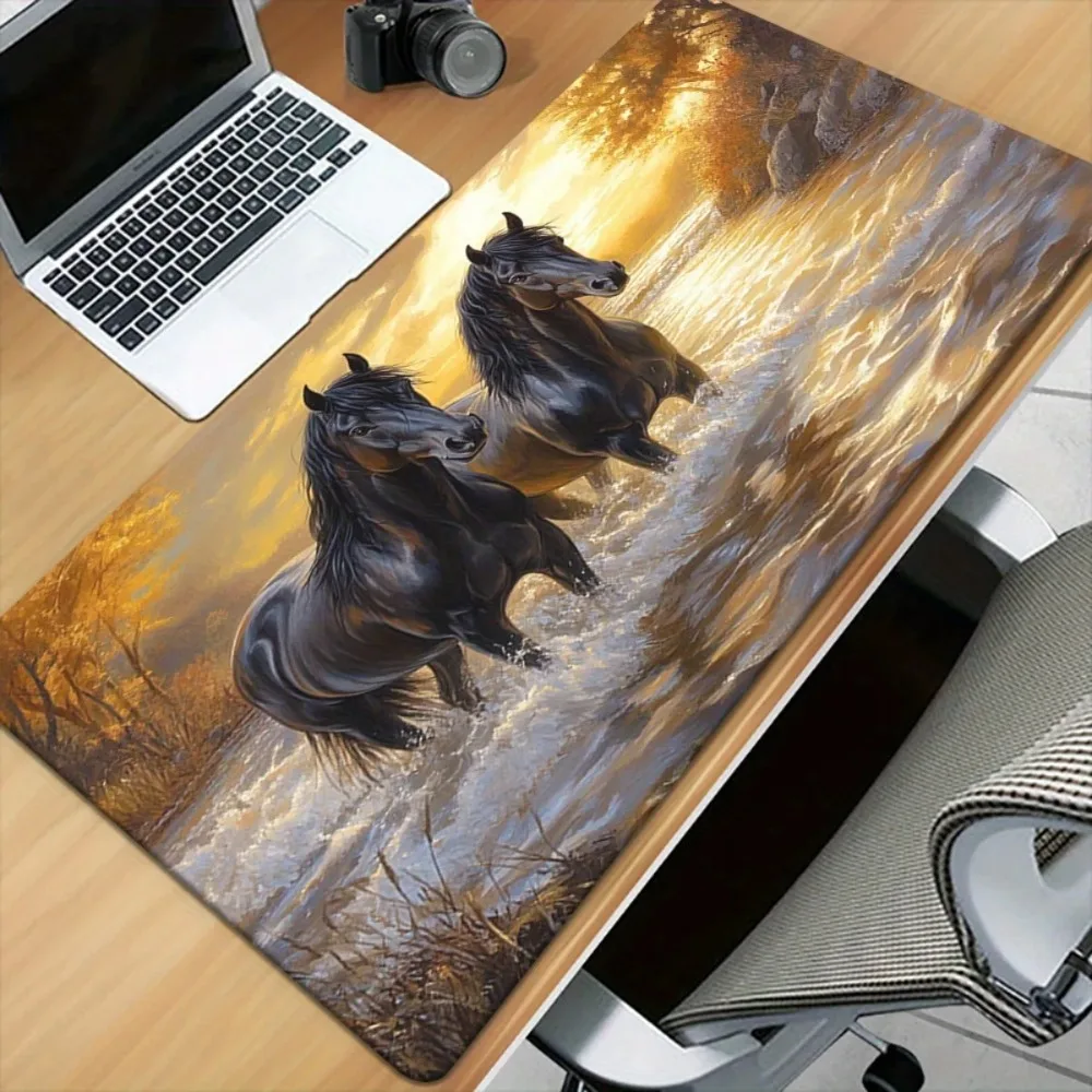 Sunset Horse large rubber mouse pad, Gaming Mousepad Keyboard Gamer Rubber Anti-wrinkle Anti-Slip Bottom Desk Mat rug
