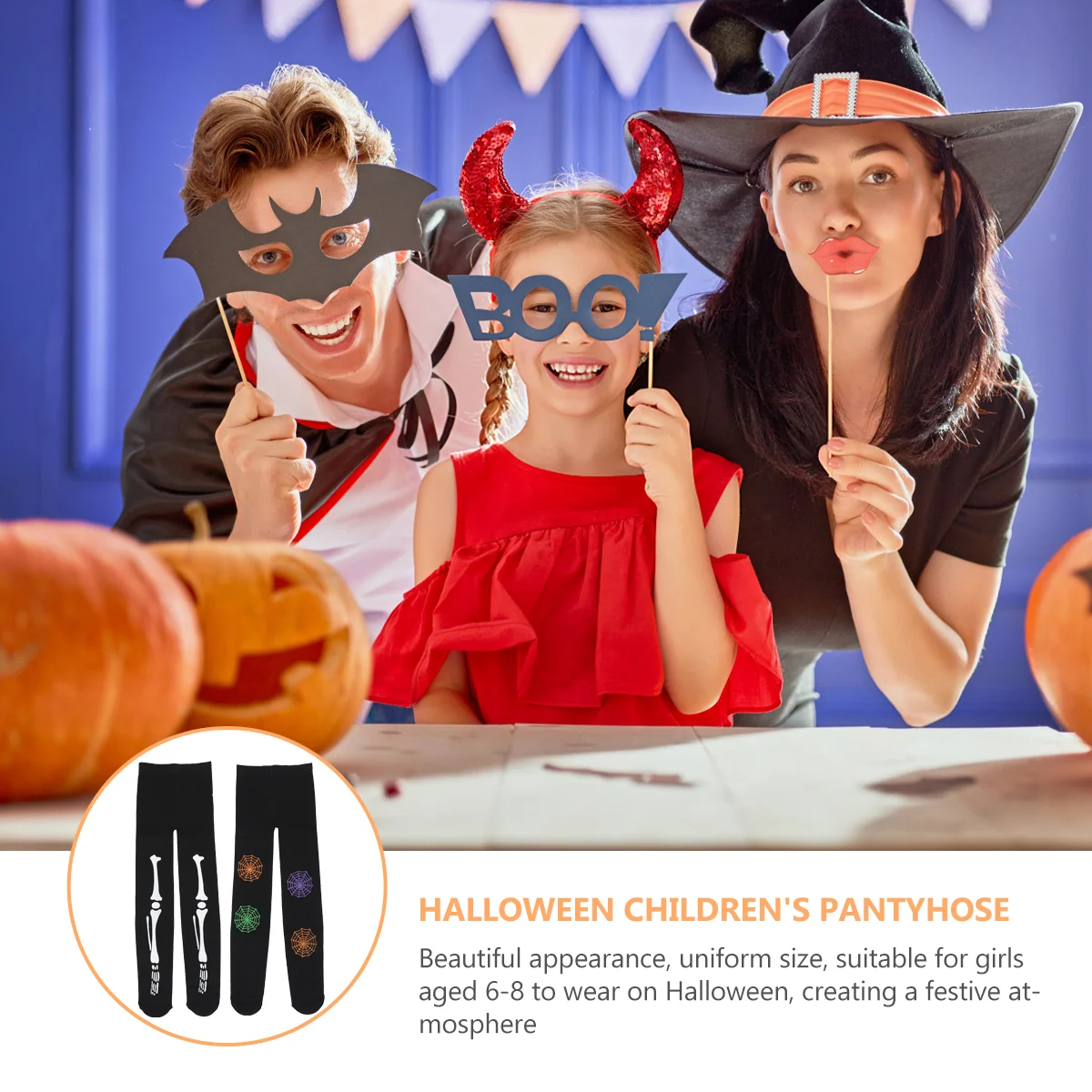 2-delige kousen Halloween-kleding voor kinderen Meisjes Panty Feest Aardetinten Spinnenweb Eng thema Polyester