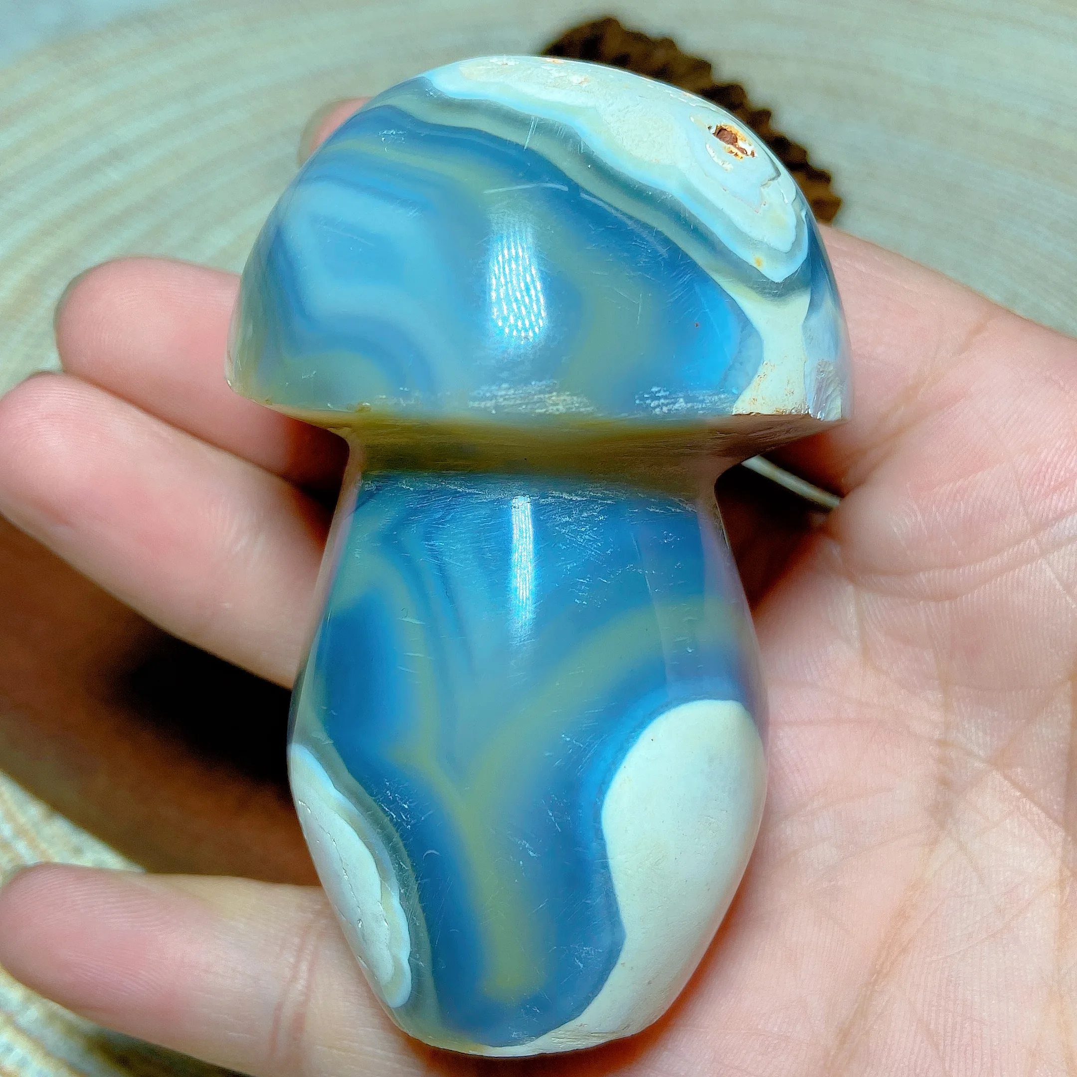 

Natural Crystal Orca Agate Mushroom Carving Druzy Geode Gemstone Reiki Home Decorations Healing Mineral Energy Gift Ore Crysyals