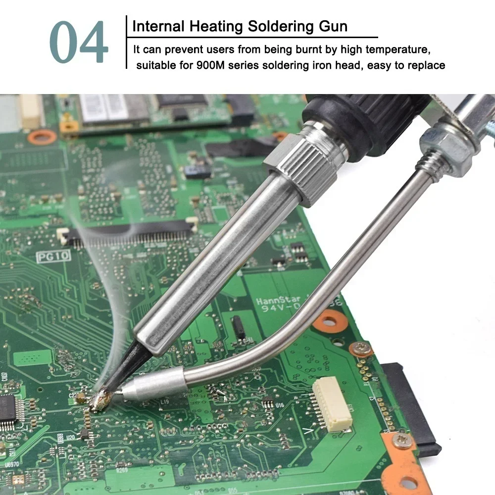 60W Electric Soldering Iron Kit Temperature Adjustable Fast Heat Up Dual Voltage 110V 220V Automatic Wire Feed Soldering Station for PCB Repair Electronics Maintenance Tool with Stand and Desoldering Pump - view 6