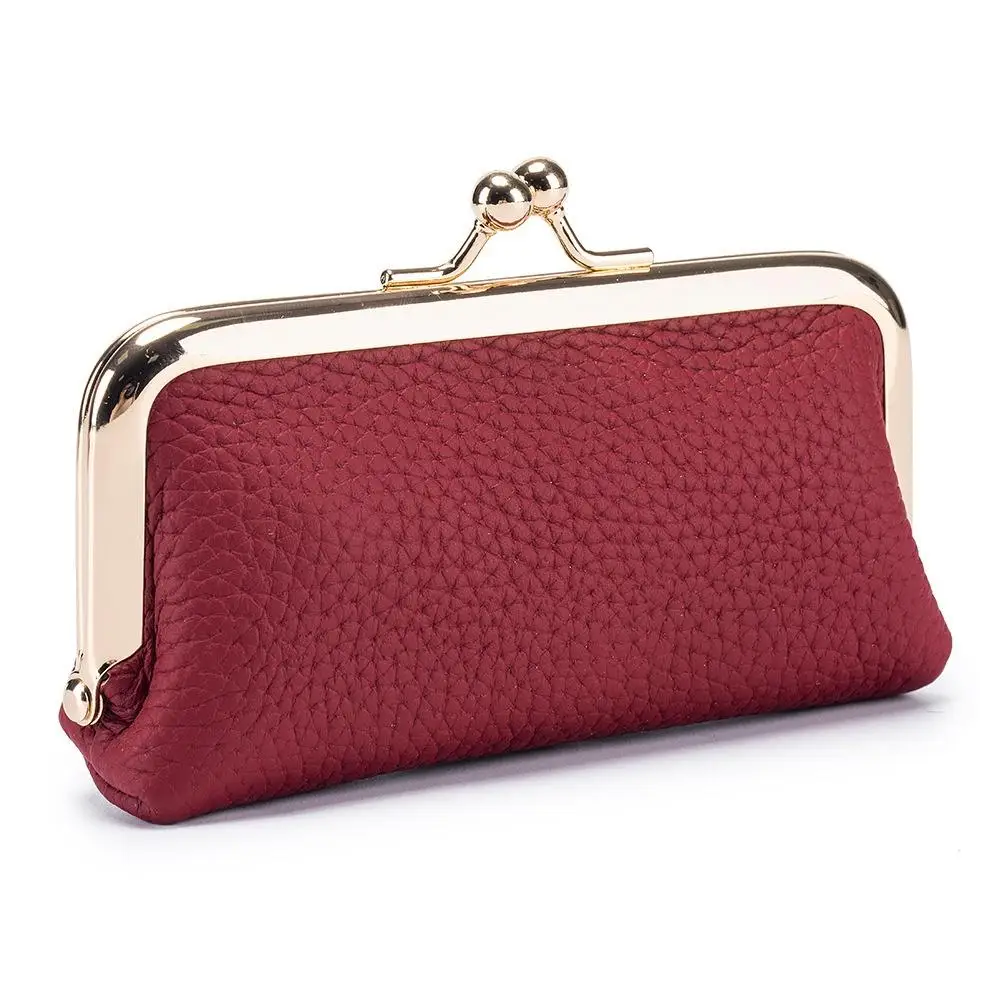 Portefeuille Long à boucle pour femmes, porte-monnaie en cuir PU, grande capacité, sac de rangement pour écouteurs, rouge à lèvres, pochette à pince à billets pour filles